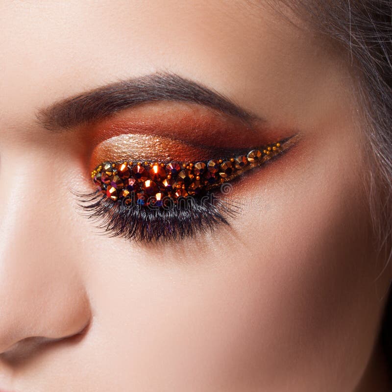 Colorful eye makeup close-up