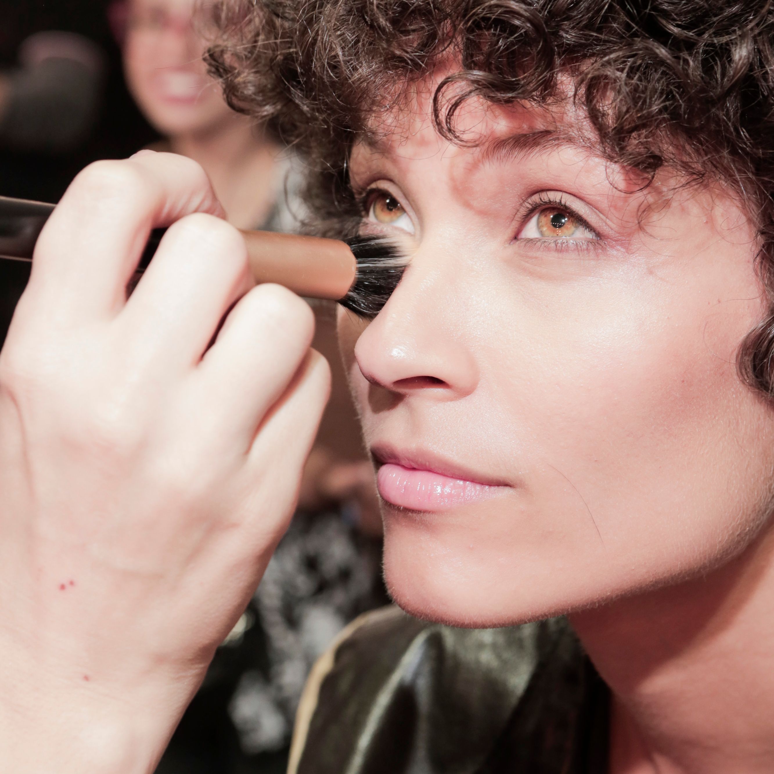 Makeup application in progress